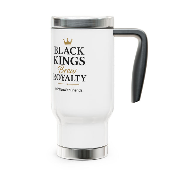 Black Kings Brew Royalty Travel Mug – 14oz Stainless Steel Coffee Tumbler with Handle & Lid #CoffeeWithFriends