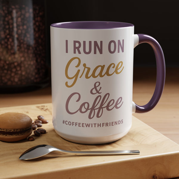 I Run on Grace & Coffee Mug – Christian Coffee Cup, Inspirational Gift for Women & Men, Faith-Based Mug #CoffeeWithFriends