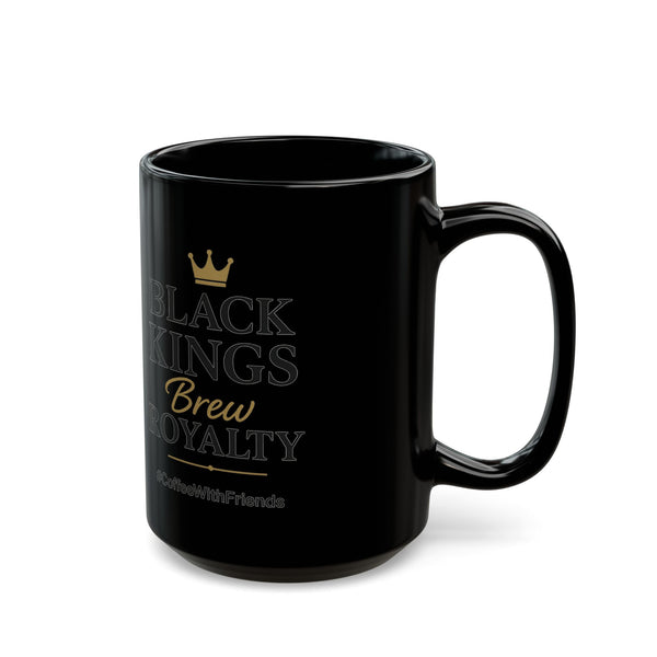 Black Kings Brew Royalty Mug – 15oz Black Ceramic Coffee Cup with Gold Crown Design #CoffeeWithFriends