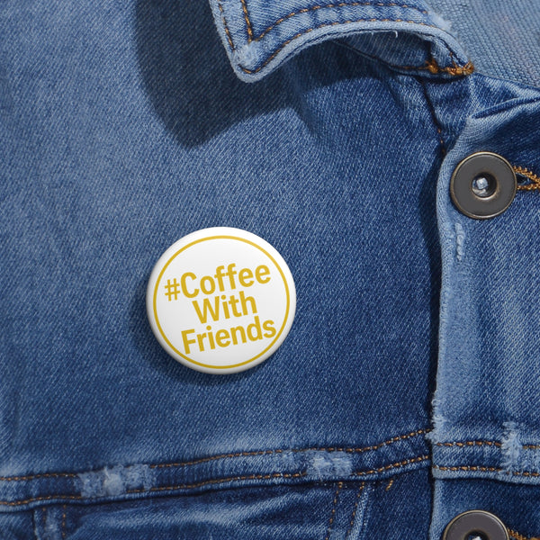 #CoffeeWithFriends Button Pin – Yellow Circle Logo